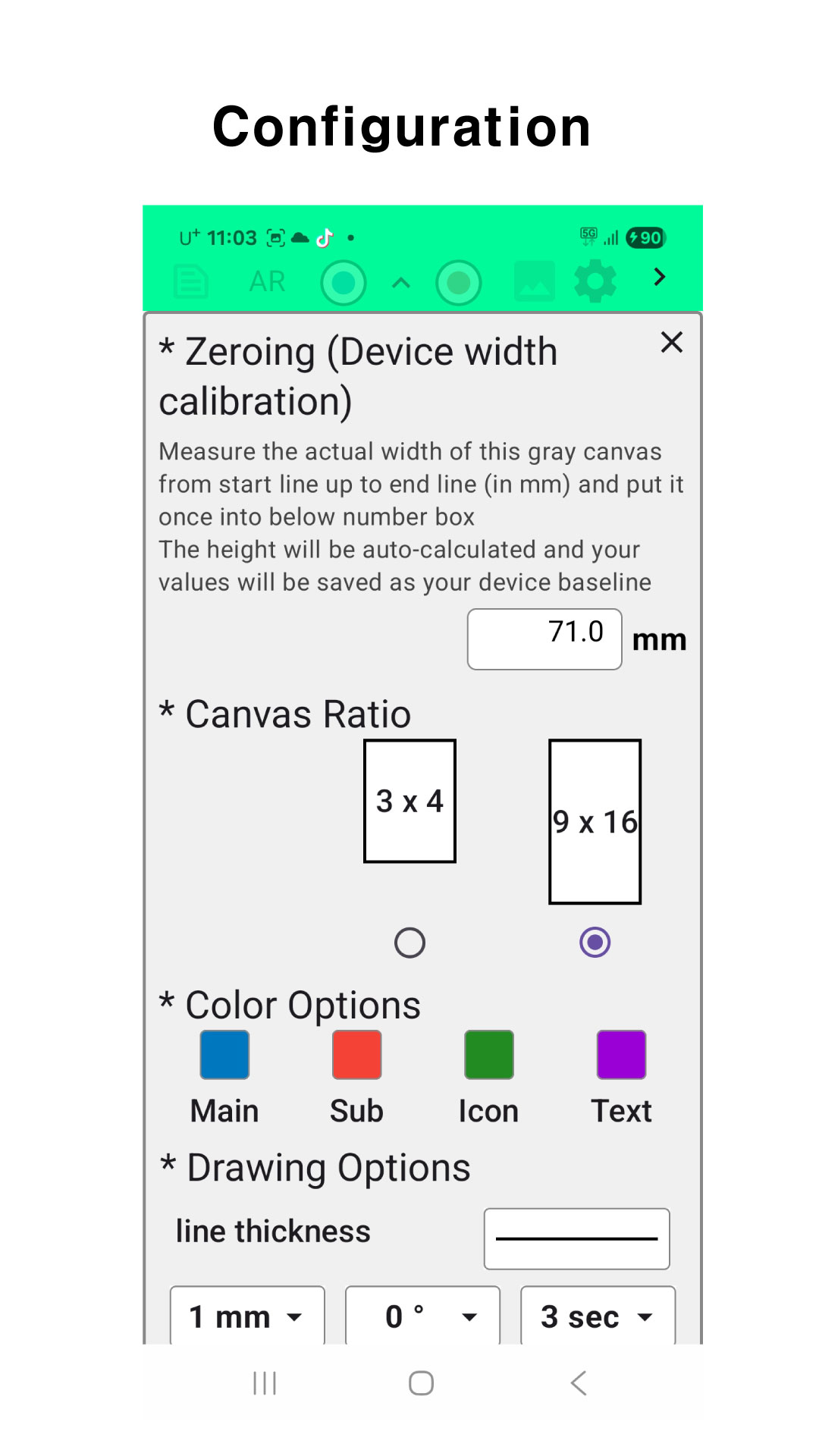 Configuration and mode settings